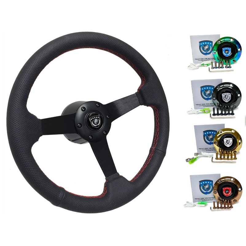 1998+ Audi A4 Steering Wheel Kit | Perforated Black Leather | ST3602RED