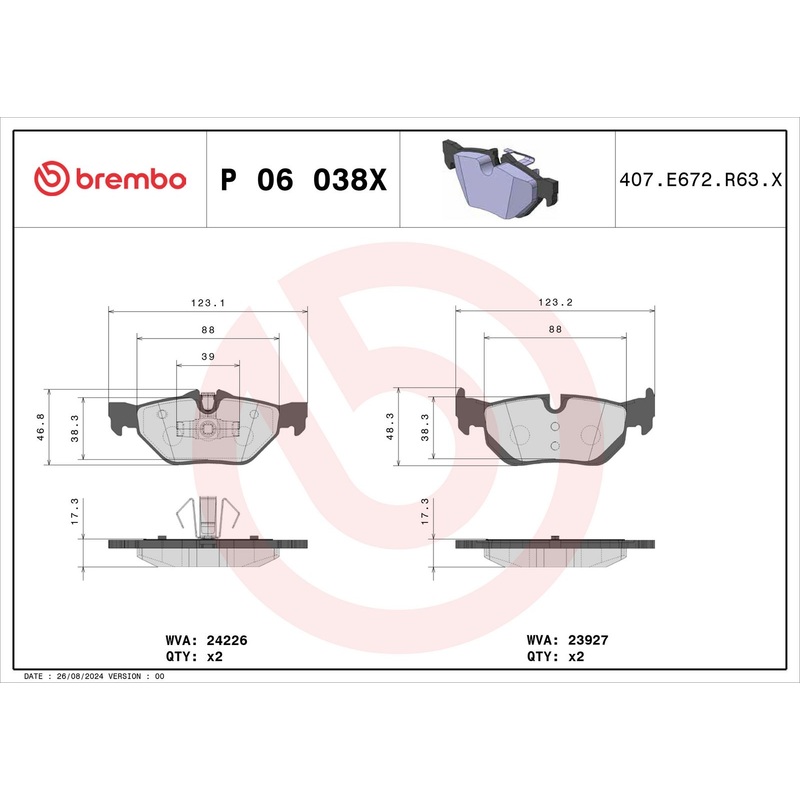 XTRA Low-Met Rear Disc Brake Pad Set - P06038X