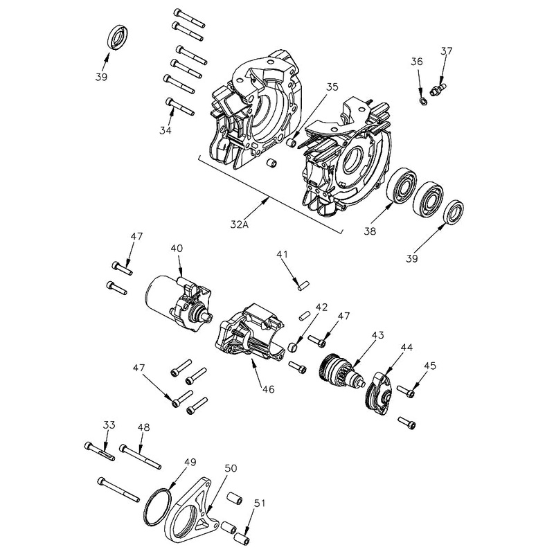 32A. W050/MRC Mini Rok Complete Crankcase with Bearings