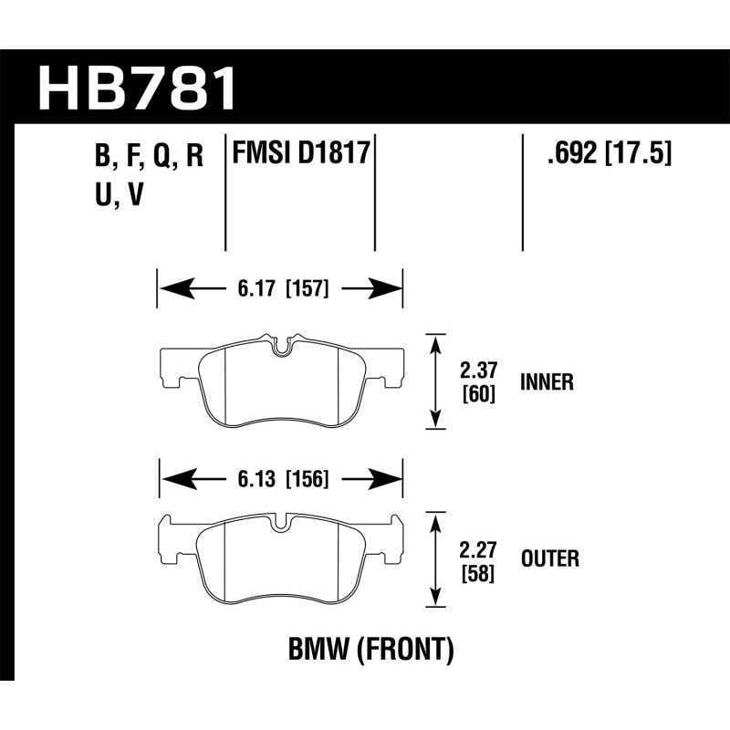 Hawk 12-15 BMW 118i HPS Street Front Brake Pads