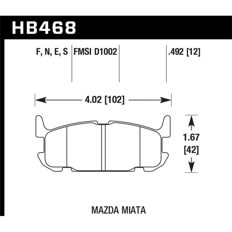 Hawk 03-05 Miata w/ Sport Suspension HP+ Street Rear Brake Pads (D1002)