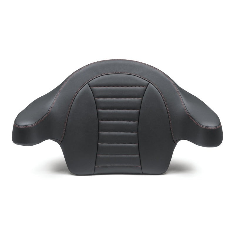 Mustang 14-21 HD FL Touring Extended Arm Wrap-Around Backrest Deluxe - Black w/Red Stitching