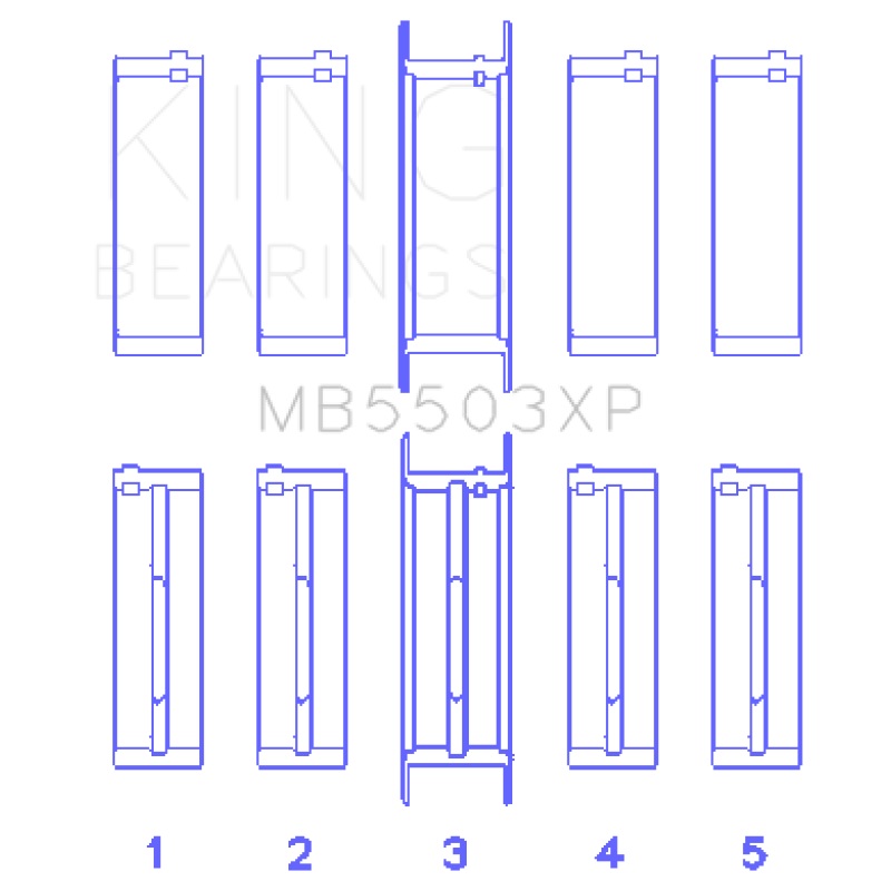King Ford V8 351ci 5.8L 16V (Size .010 Oversized) Performance Main Bearing Set