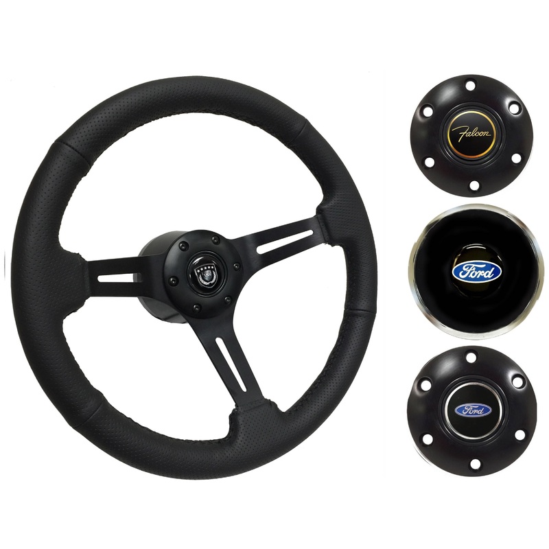 1963-64 Ford Falcon Steering Wheel Kit | Perforated Black Leather | ST3586BLK