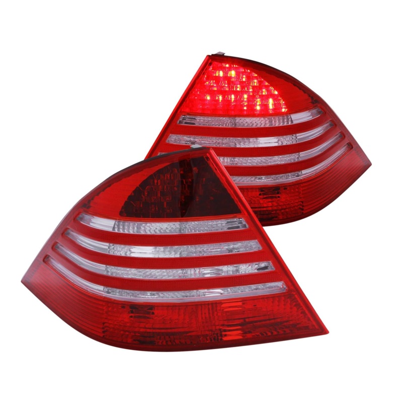 2000-2006 Mercedes Benz S Class W220 S430/S500/S600/S55 AMG LED Tail Lights Chrome Red/Clear Lens