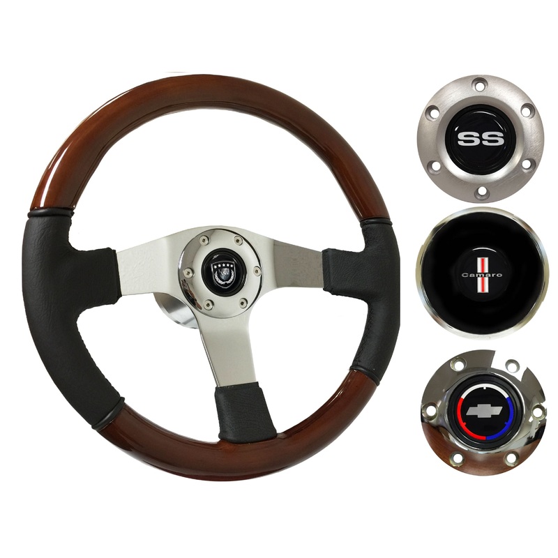 1967-68 Camaro Steering Wheel Kit | Mahogany Wood - Leather | ST3019