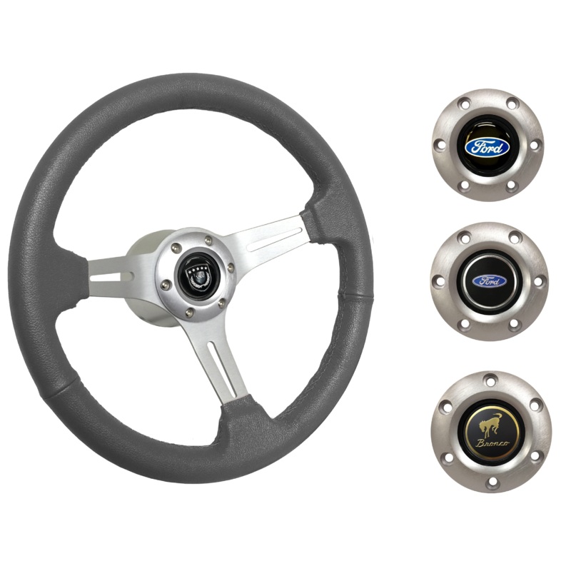1975-77 Ford Bronco Steering Wheel Kit | Grey Leather | ST3014GRY