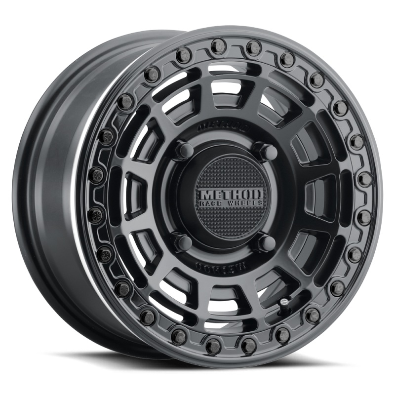 Method MR415 Beadlock 15x7 / 5+2/38mm Offset / 5x4.5 / 76mm CB Matte Black Wheel - Gloss Black Ring