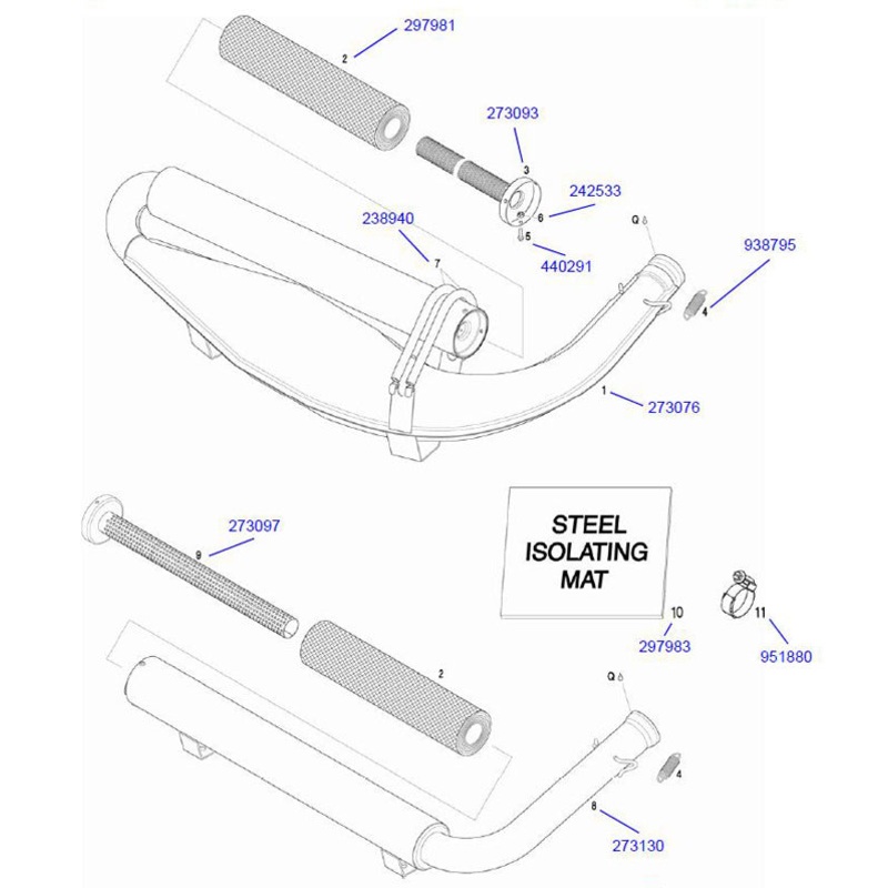 1. 273076 Rotax Exhaust System Assembly