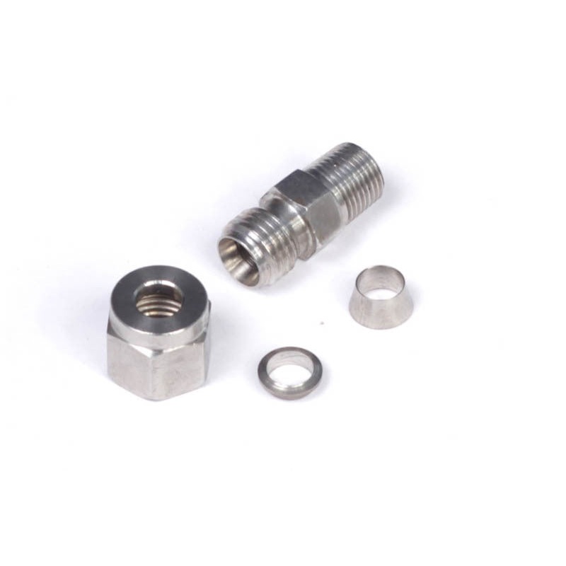 Haltech 1/4in Stainless Compression 1/8in NPT Thread Fitting Kit w/Nut & Ferrule