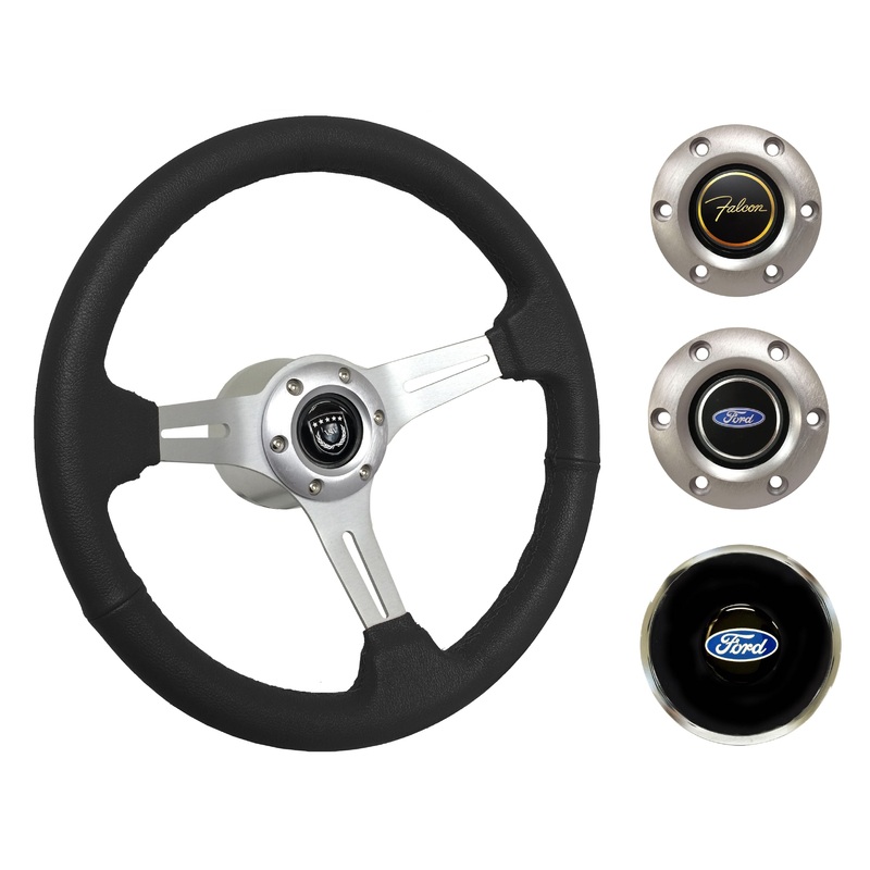 1963-64 Ford Falcon Steering Wheel Kit | Black Leather | ST3014BLK