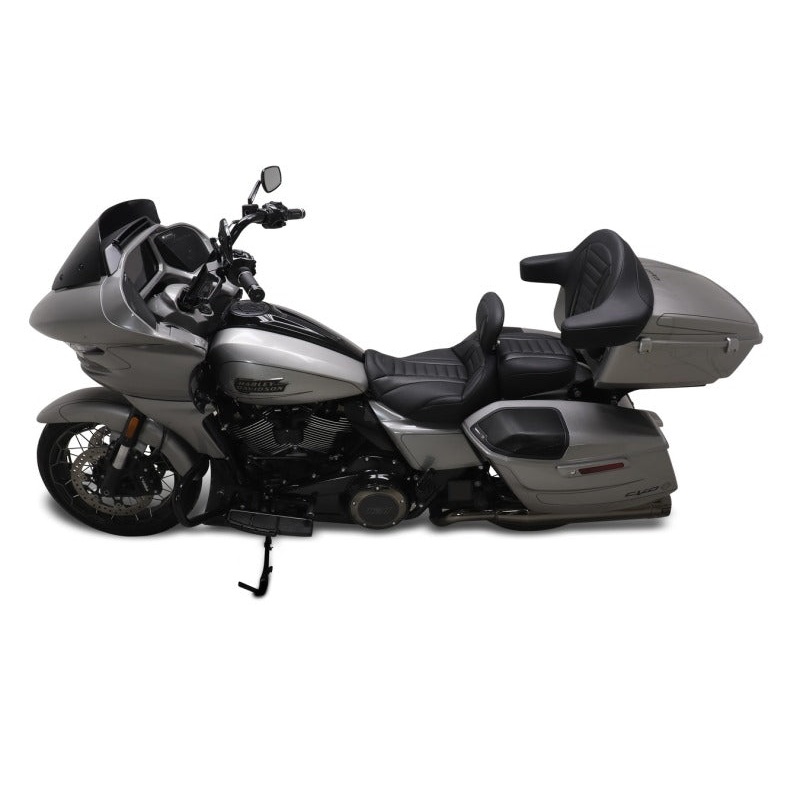 Mustang 23-24 HD CVO Rd Glide| ST, 2024 Rd Glide and Str Glide Deluxe Pass Seat - Black/Gray Stitch