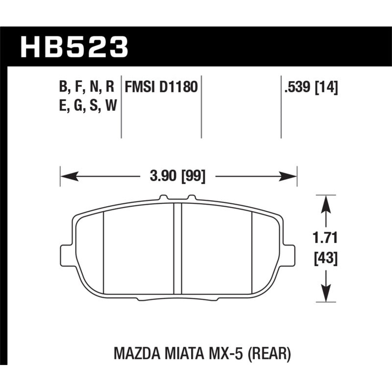 Hawk HP 06-10 Mazda Miata Mx-5 HP+ Street Rear Brake Pads