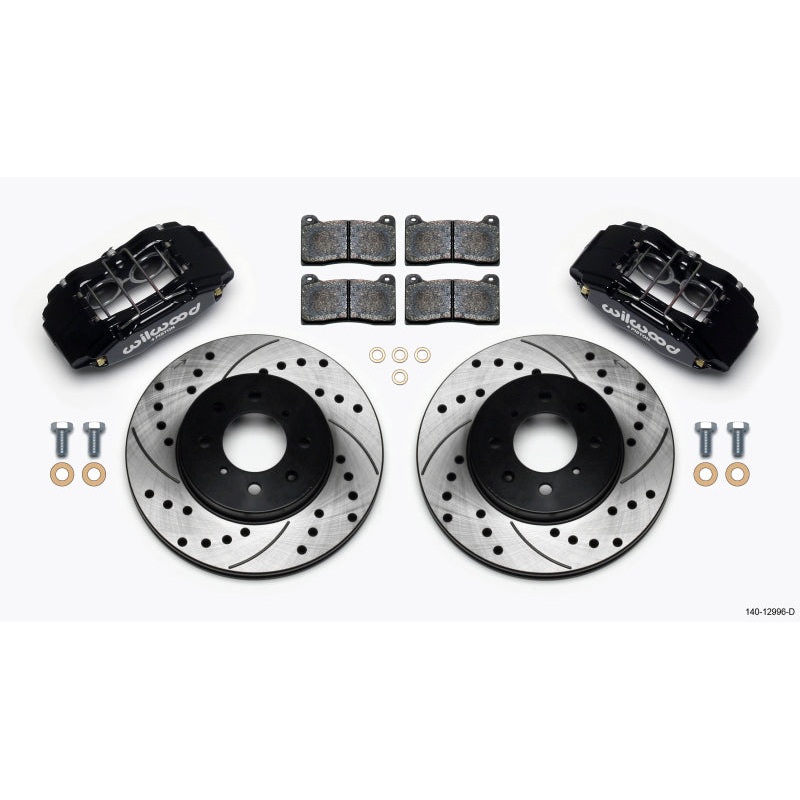 Wilwood DPHA Front Caliper & Rotor Kit Drill Black w/ 262mm OE Rotor 1992-2000 Honda Civic / 1990-2001 Acura Integra