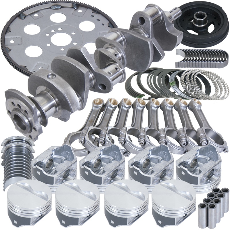 Eagle Chevy 350 1Pc 3.750in Crank 5.700in I-Beam Rods 4.000in Pistons 153 Tooth FP Balanced Assembly