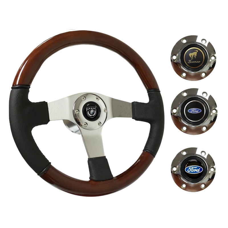 1975-77 Ford Bronco Steering Wheel Kit | Mahogany Wood - Leather | ST3019