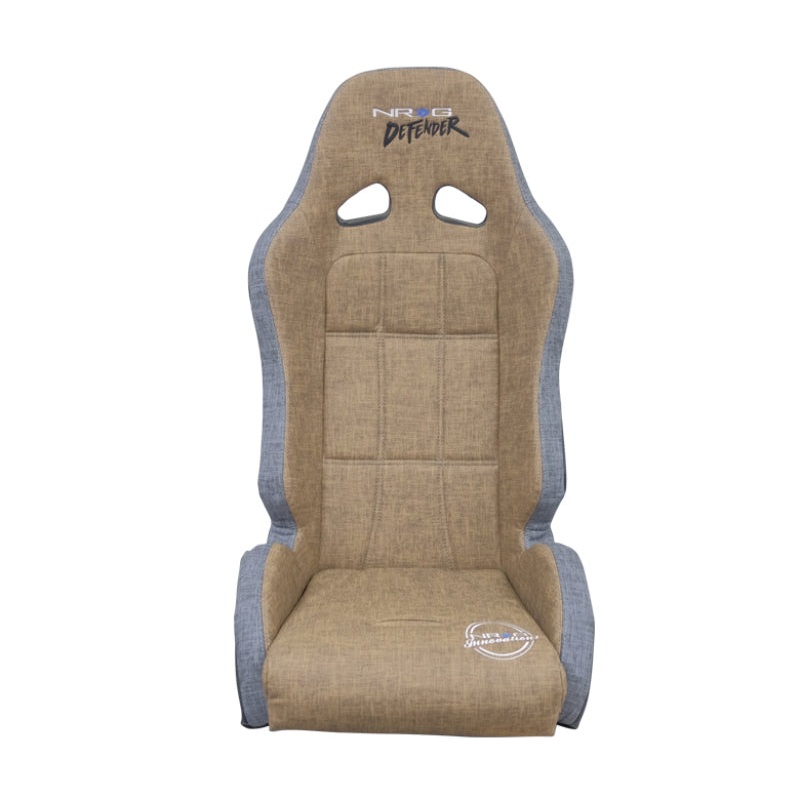 NRG Defender Seat/ Water Resistant Steel Frame Suspension - Brown w/ Gray Trim w/ Defender Logo