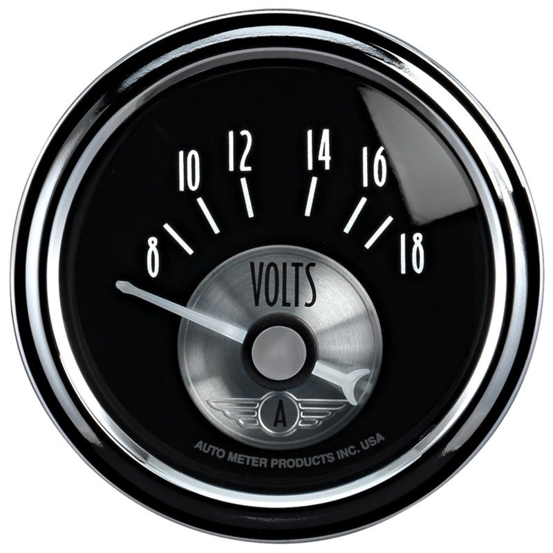 Autometer Prestige Series Black 2-1/16in 8-18V Short Sweep Electronic Voltmeter Gauge Universal | 2093