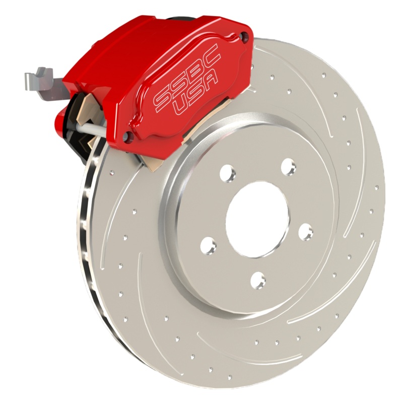 American Made R1-Redline Billet Aluminum Direct Fit Rear Disc Brake Kit W/DS Rotors. Red A551-21R-DS