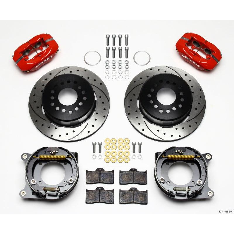 Wilwood Forged Dynalite P/S Park Brake Kit Drill-Red Impala 59-64 / Corvette 57-62