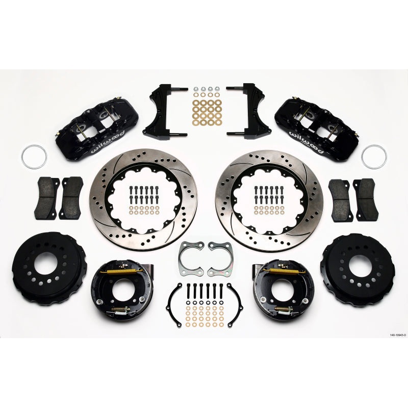 Wilwood AERO4 Rear P-Brake Kit 14.00in Drilled Chevy 12 Bolt w/ C-Clips