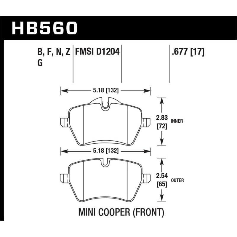 Hawk 05-06 JCW R53 Cooper S & 07+ R56 Cooper S HP+ Street Front Brake Pads