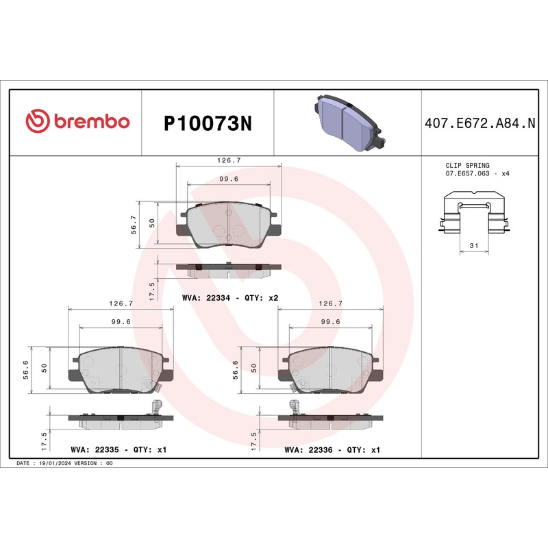 PRIME Ceramic Front Disc Brake Pad Set - P10073N