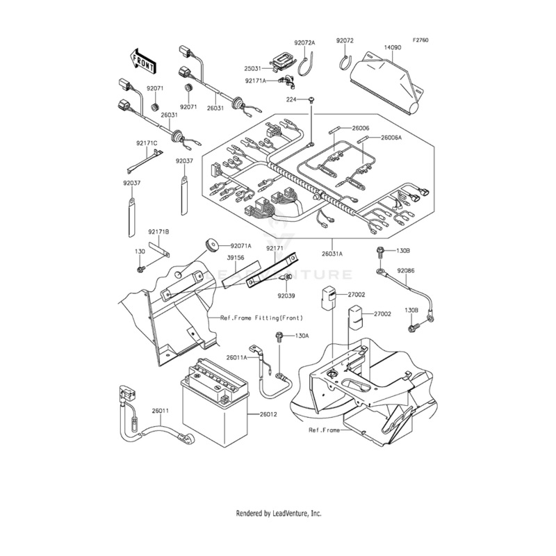 Wire-Lead,Battery(-) by Kawasaki
