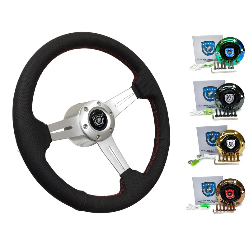 1997-03 Audi A8 Steering Wheel Kit | Perforated Leather | ST3587BLK-RED