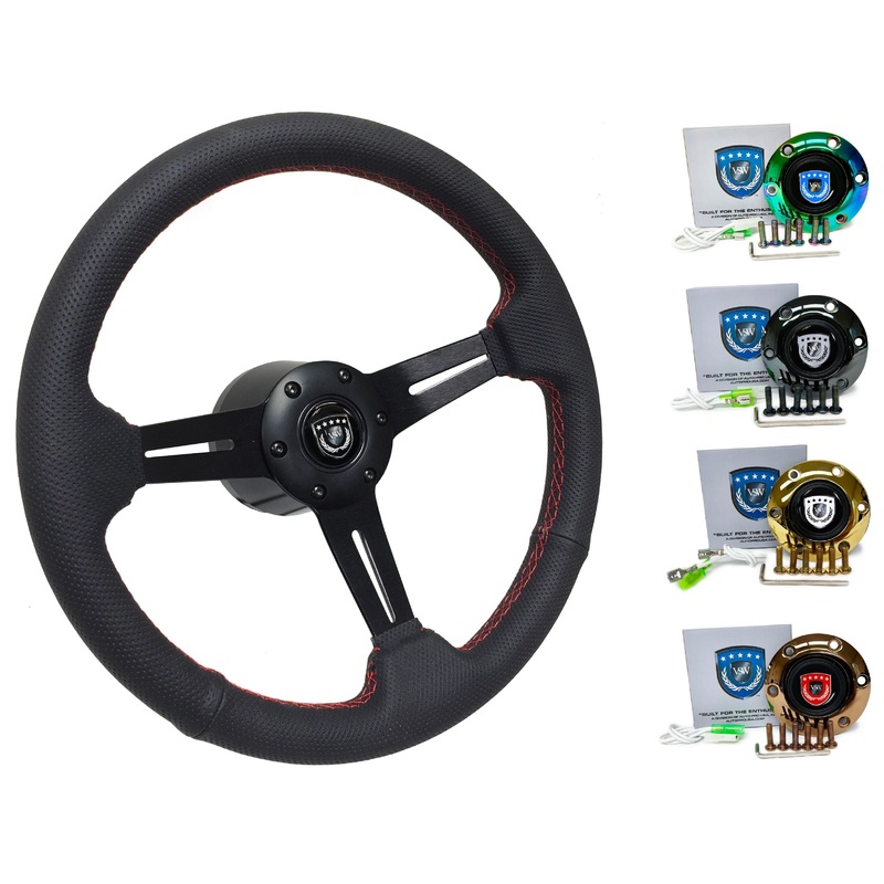 1993-06 Nissan Altima Steering Wheel Kit | Perforated Black Leather | ST3586RED