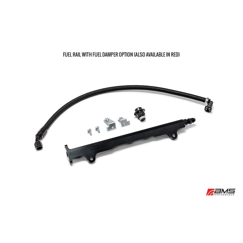 AMS Performance 08-15 Mitsubishi EVO X CNC Machined Aluminum Fuel Rail w/Pulsation Dampener - Red