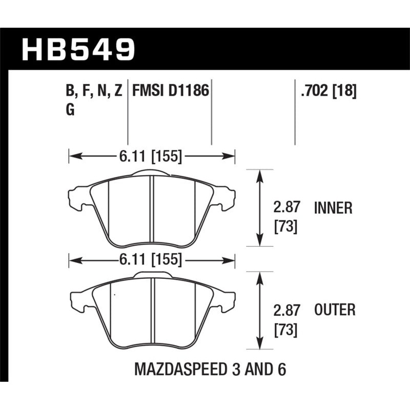 Hawk 07-08 Mazdaspeed3/06-07 Mazdaspeed6 HPS Street Front Brake Pads