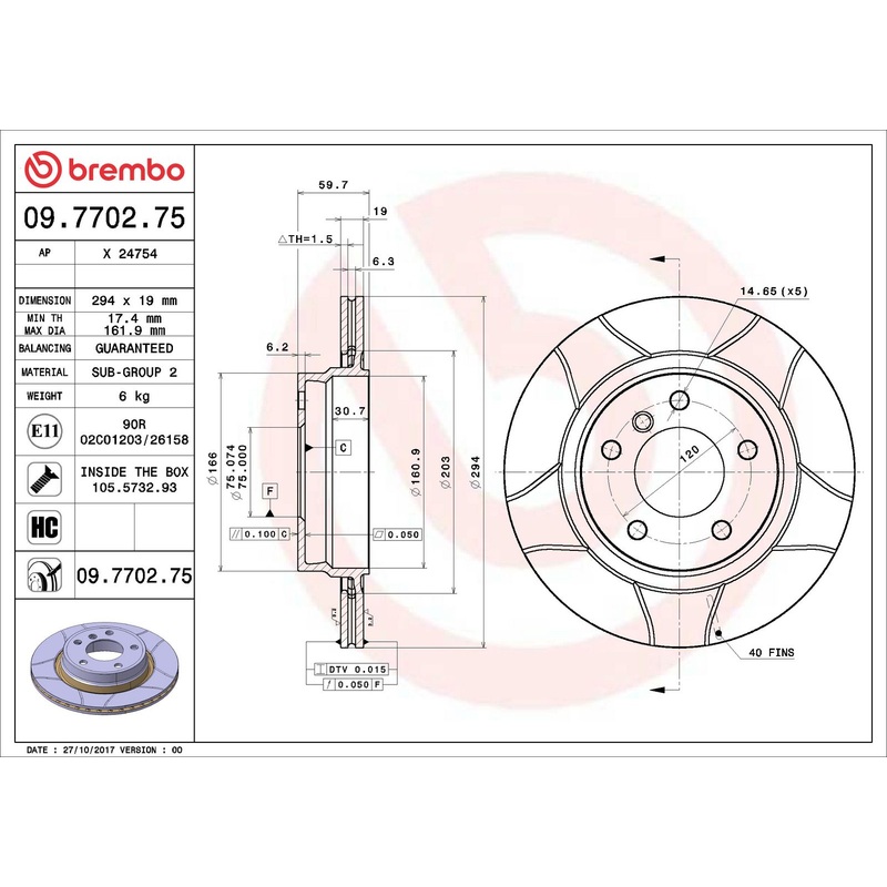XTRA Max Slotted Rear Disc Brake Rotor - 09.7702.75