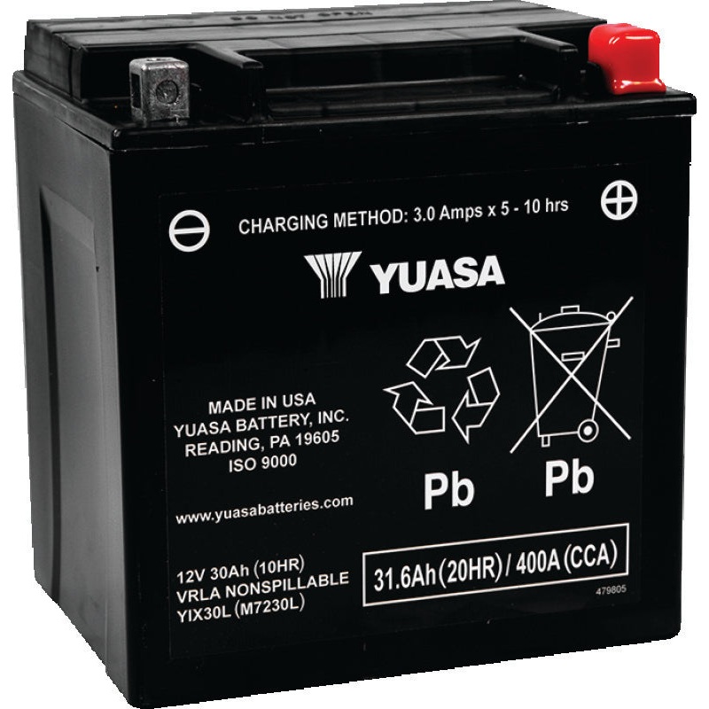 Yuasa YIX30L Maintenance Free AGM 12-Volt Battery