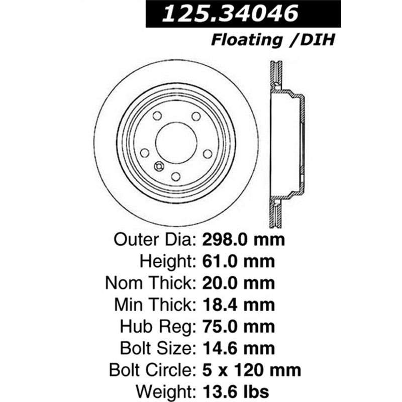 Stoptech 99-00 BMW 528i / 01-03 525i/530i/540i Rear Premium High Carbon Cryo Brake Rotor