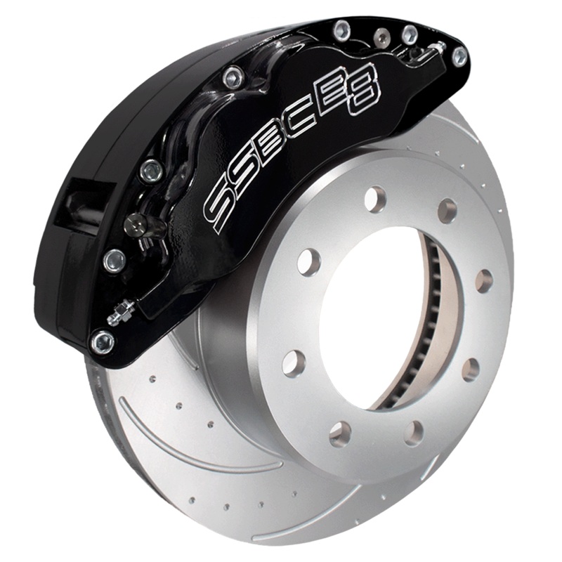 American Made B8-Barbarian 8 Piston Billet Aluminum Direct Fit Rear Disc Brake Kit W/DS Rotors. Black A404-13BLK-DS