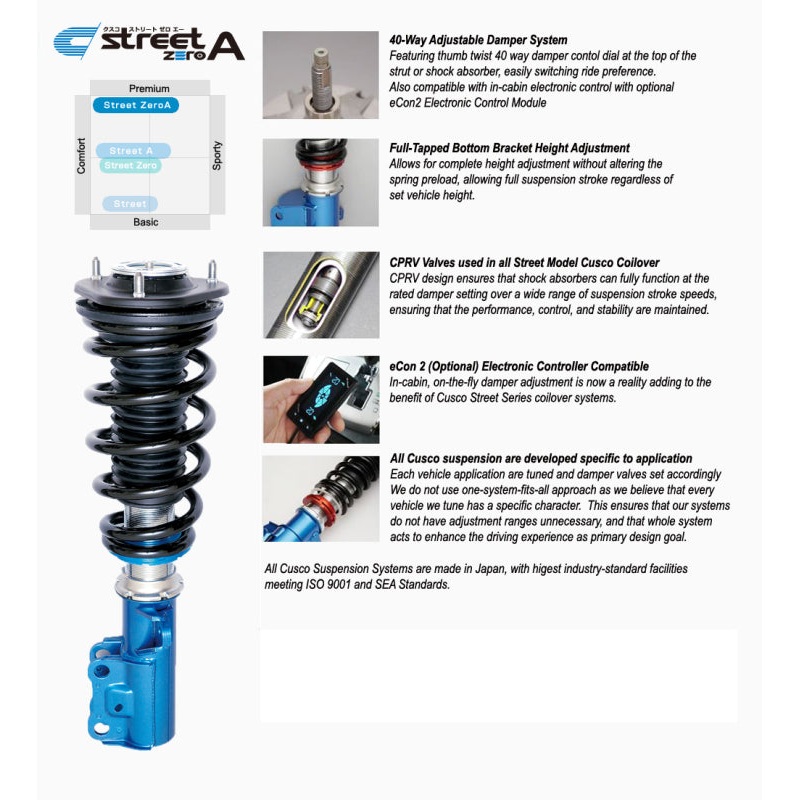 Cusco Street Zero A 97-00 Lexus GS400 JZS160/161 Adj Damper Rate Coilover Kit