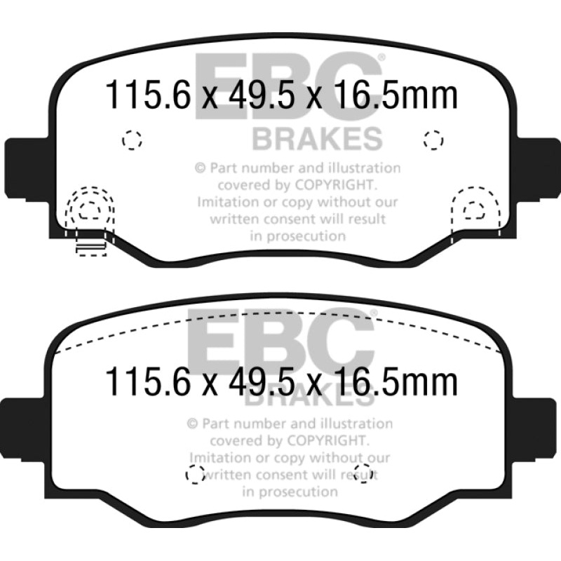 EBC 15+ Fiat 500X 1.4 Turbo Yellowstuff Rear Brake Pads
