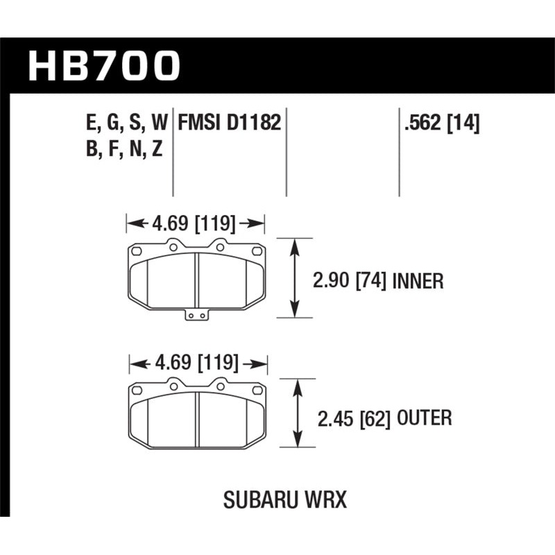 Hawk 06-07 Subaru WRX Performance Ceramic Front Brake Pads