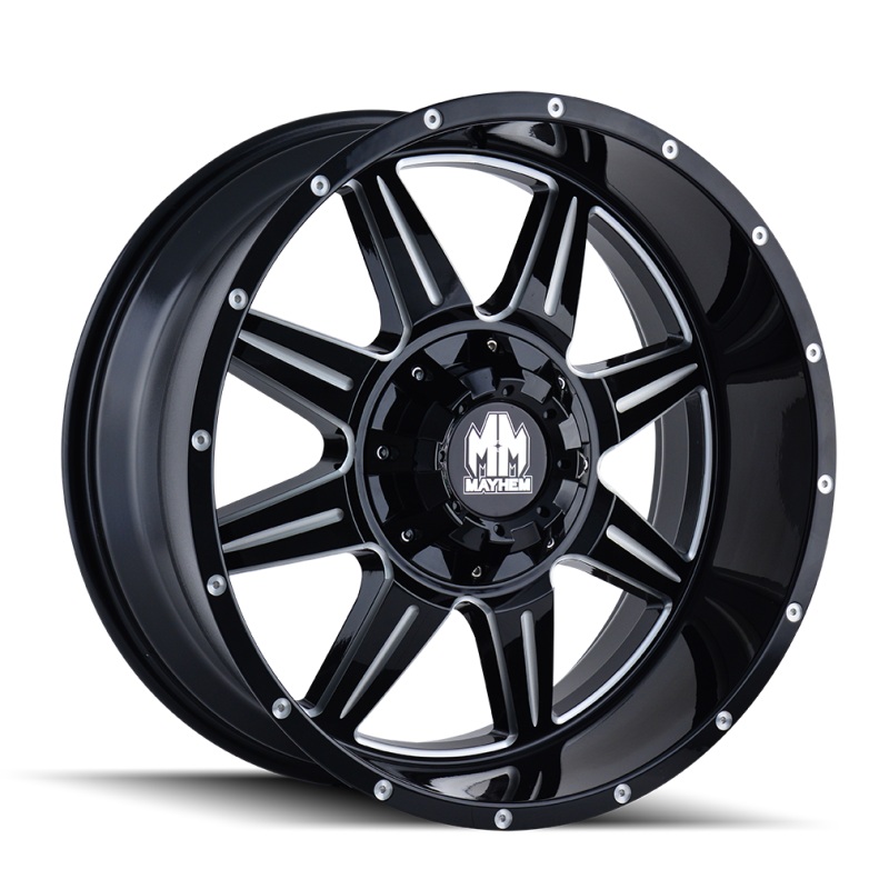 Mayhem 8100 Monstir 17x9 / 5x114.3 BP / -12mm Offset / 87mm Hub Black w/ Milled Spokes Wheel
