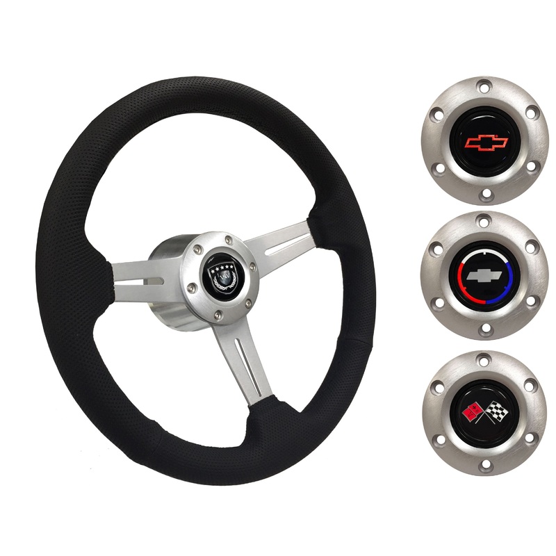 1962-68 Chevy Nova Steering Wheel Kit | Perforated Leather | ST3587BLK-BLK