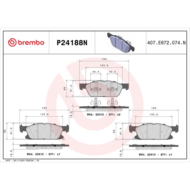 PRIME Ceramic Front Disc Brake Pad Set - P24188N