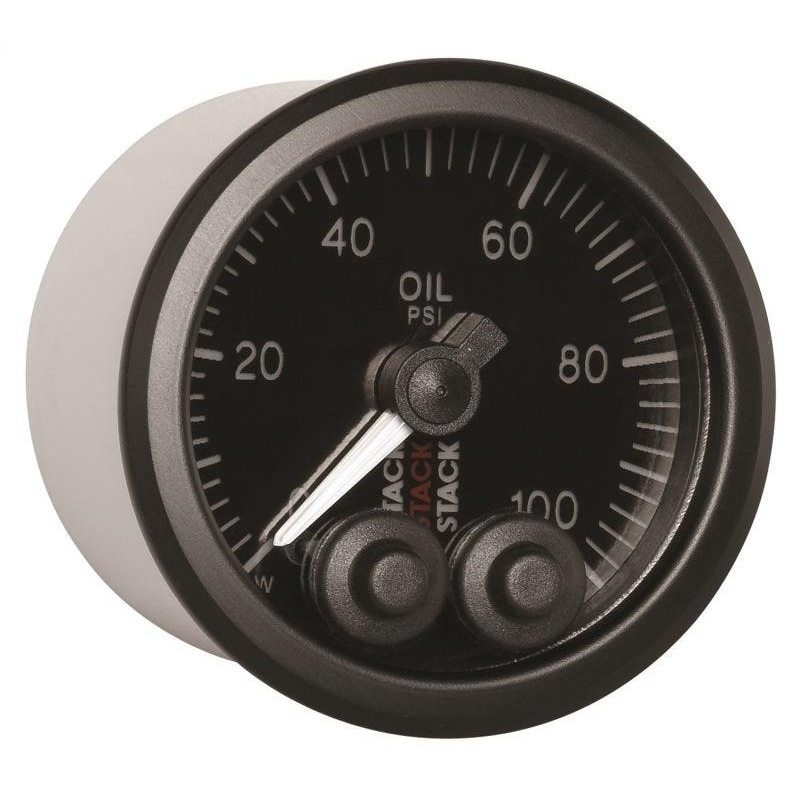 Autometer Stack Instruments Pro Control 52mm 0-100 PSI Oil Pressure Gauge - Black (1/8in NPTF Male)