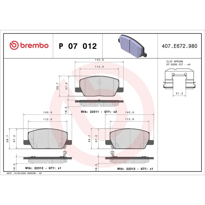 PRIME Low-Met Front Disc Brake Pad Set - P07012