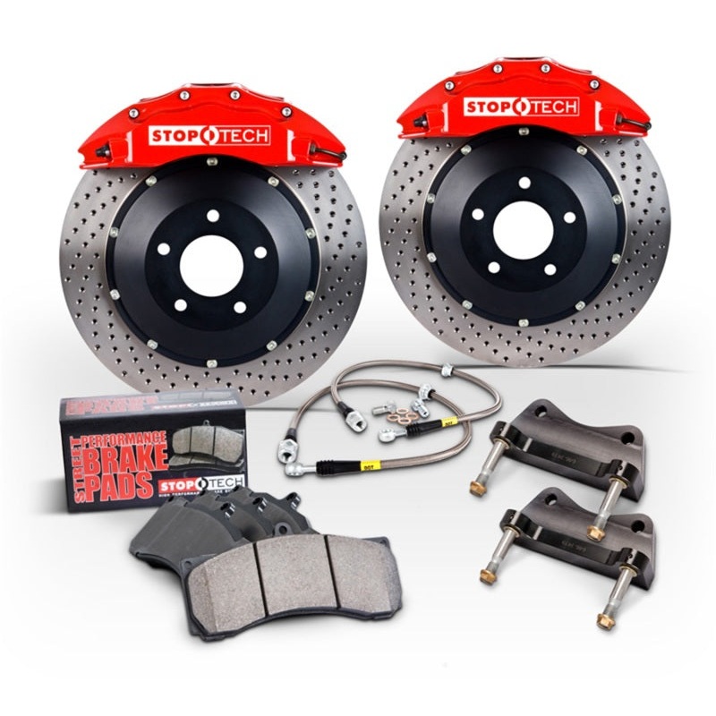 StopTech 15 Audi S3 /15 Volkswagen Golf R Front BBK w/ Red ST-40 Caliper Drilled 355X32 2pc Rotor