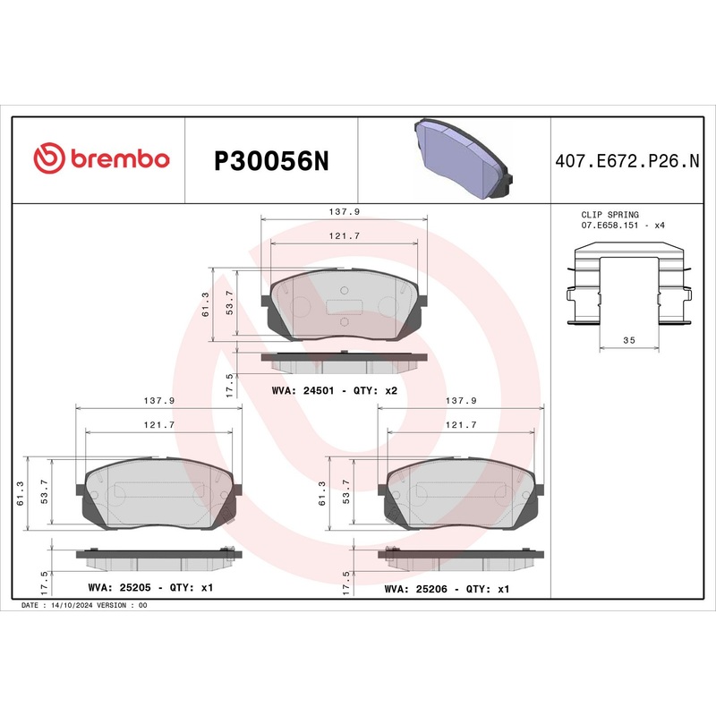 PRIME Ceramic Front Disc Brake Pad Set - P30056N