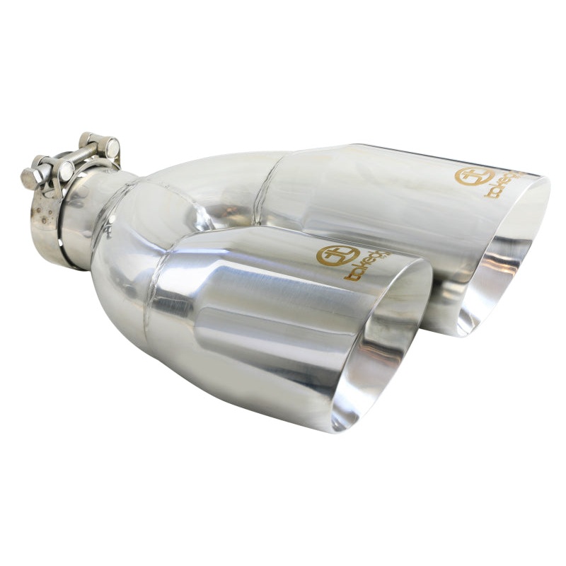 aFe Takeda 2.5in 304 Stainless Steel Clamp-on Exhaust Tip Drivers Side 2.5in Inlet 4inDual- Polished
