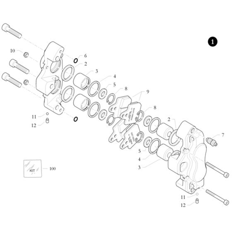 9. 10.10425.00 Birel Brake Pad 40x38 2012, SINGLE PAD