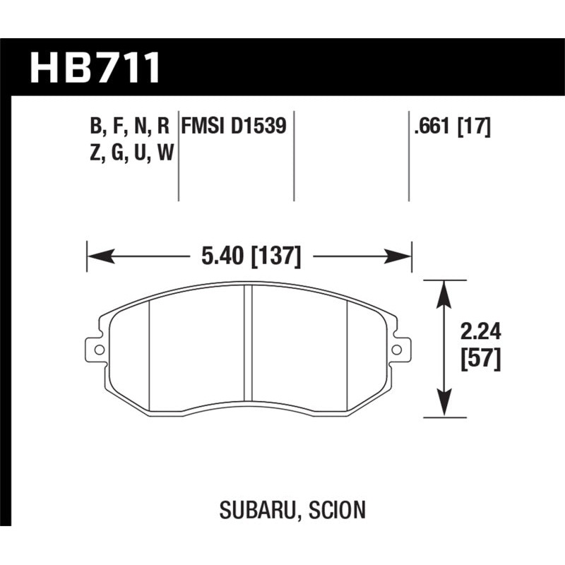Hawk 13 Subaru BRZ / 13 Scion FR-S Perf. Ceramic Front Street Brake Pads