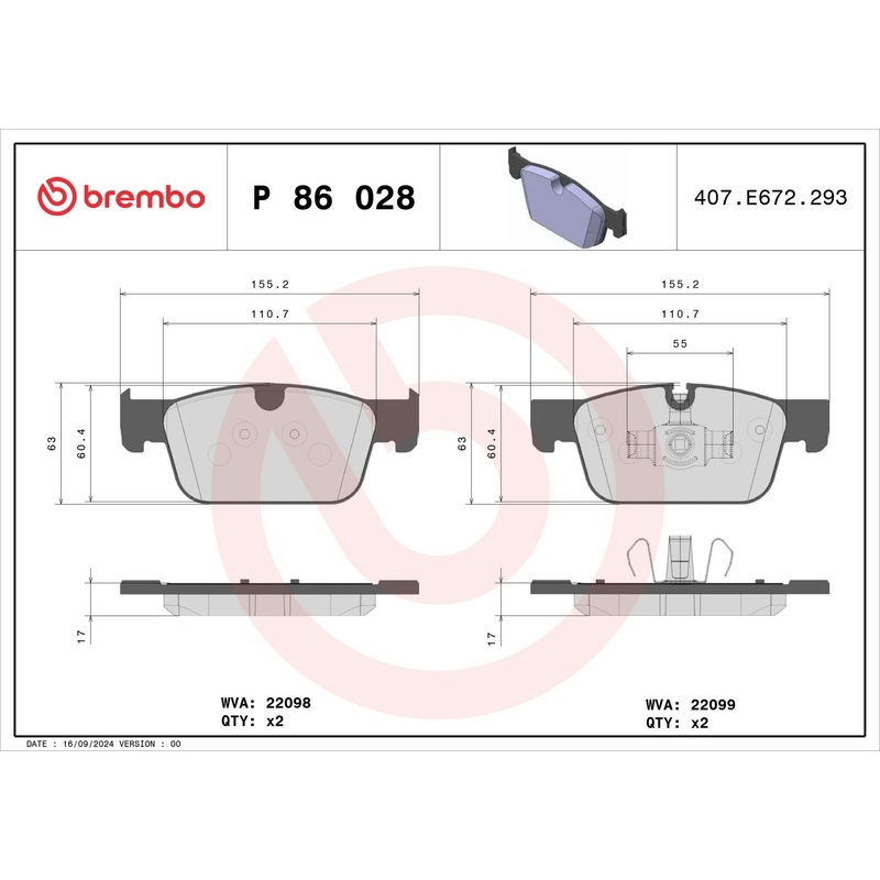 PRIME Low-Met Front Disc Brake Pad Set - P86028